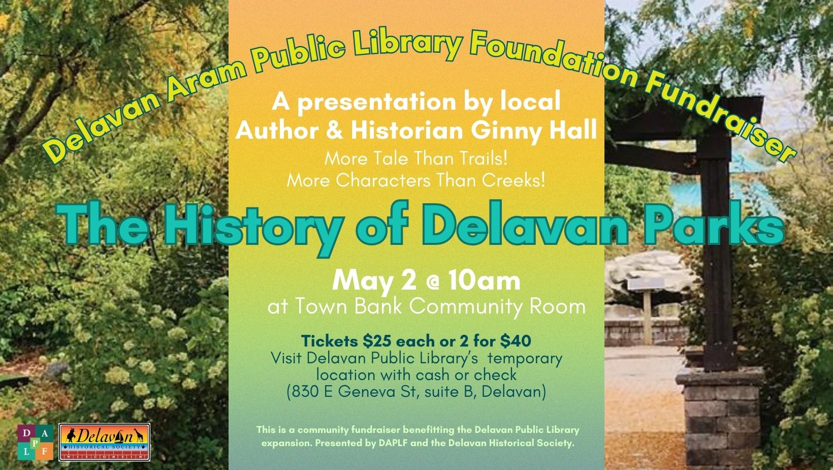 Delavan Aram Public Library Foundation Fundraiser: The History of Delavan Parks with author & historian Ginny Hall