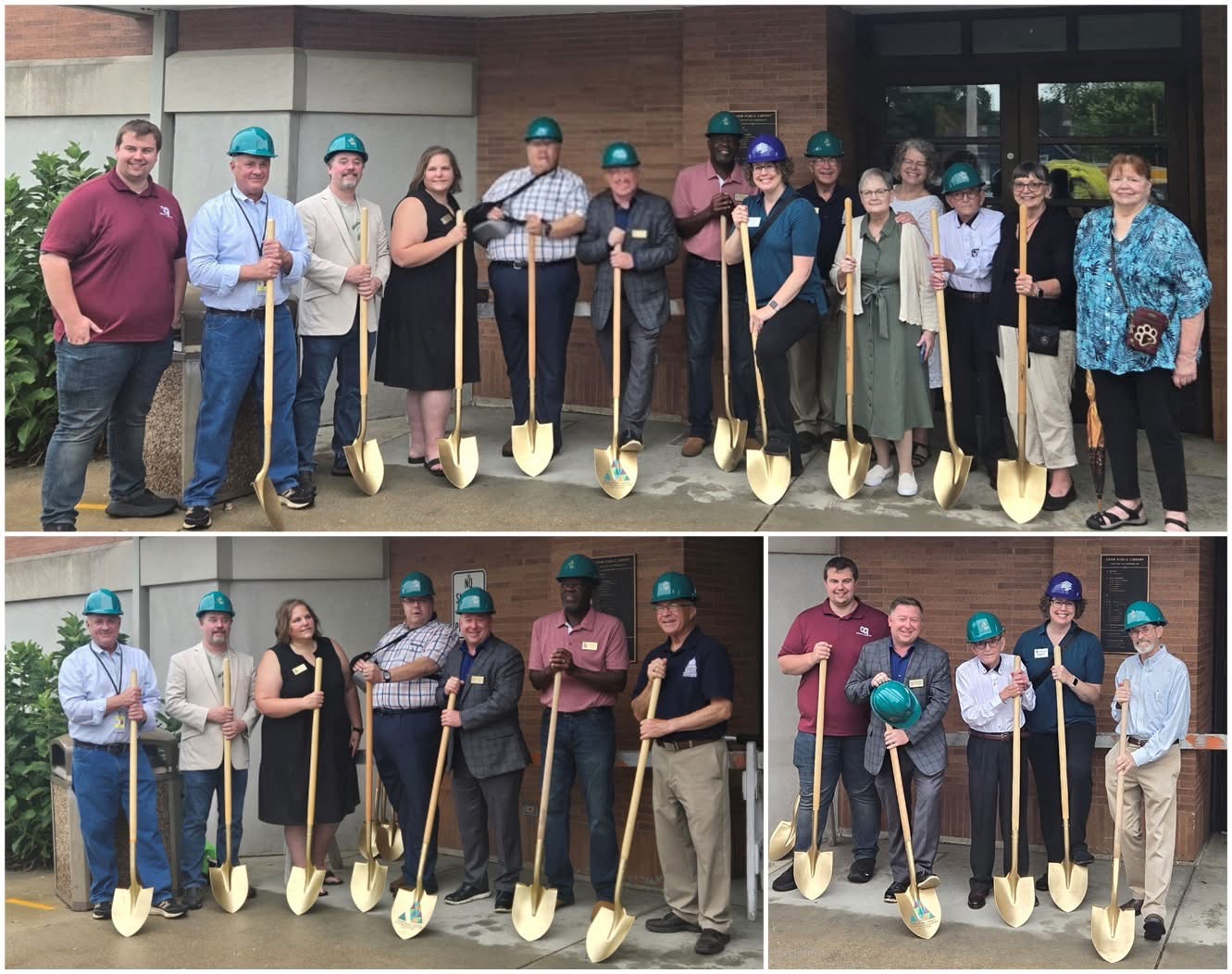 City of Delavan Council members, CCI & Architects, and Delavan Board members + Director celebrate the groundbreaking event. 