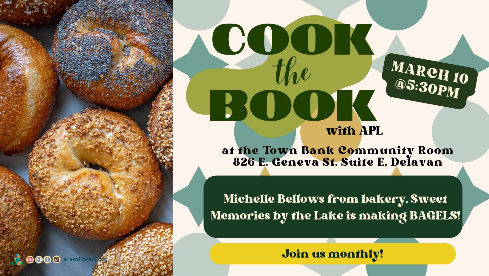 Cook the Book with APL on March 10 with Sweet Memories by the Lake bakery.