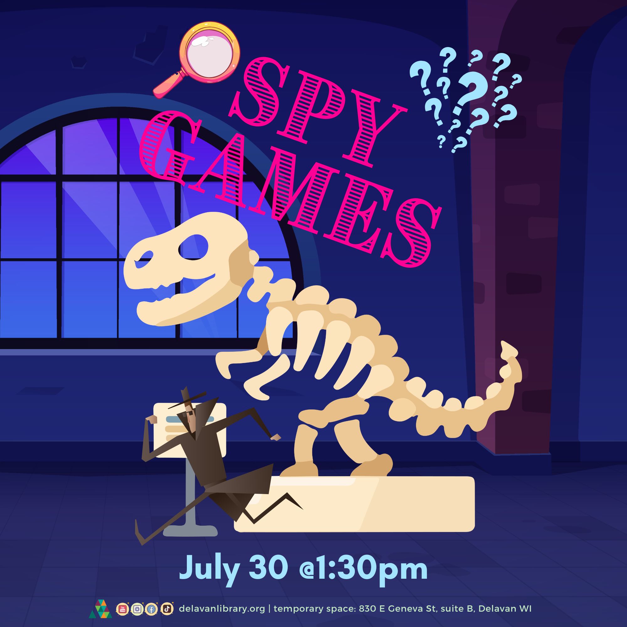 Spy Games at Delavan Public Library.