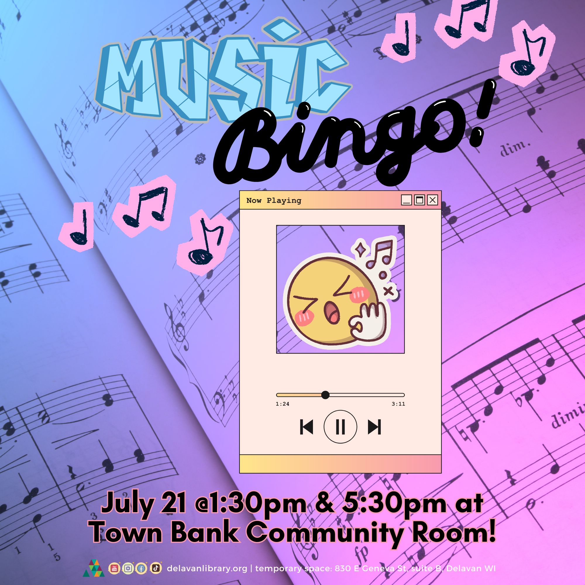 Music Bingo wtih Delavan Public Library.