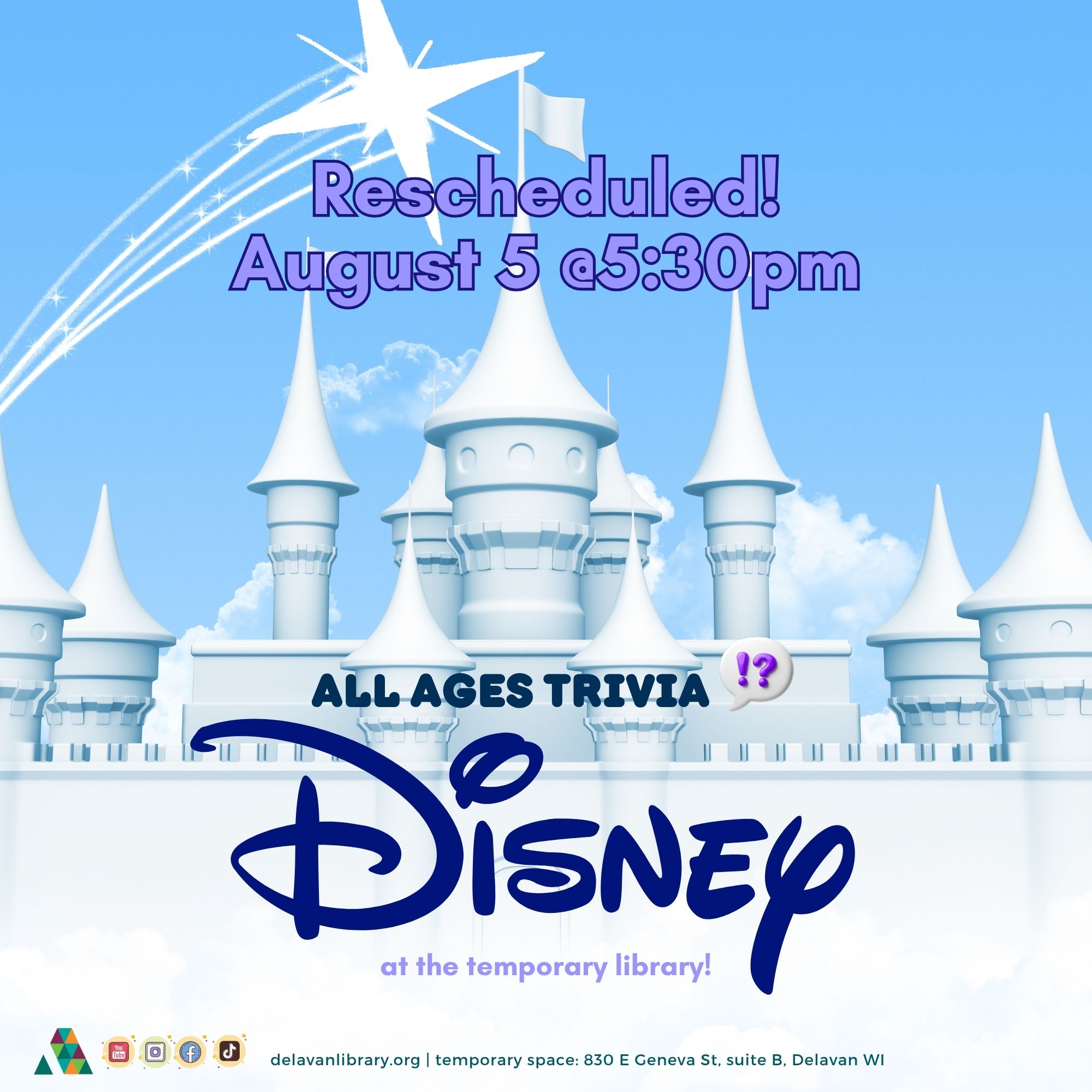 Rescheduled! All Ages Disney Trivia