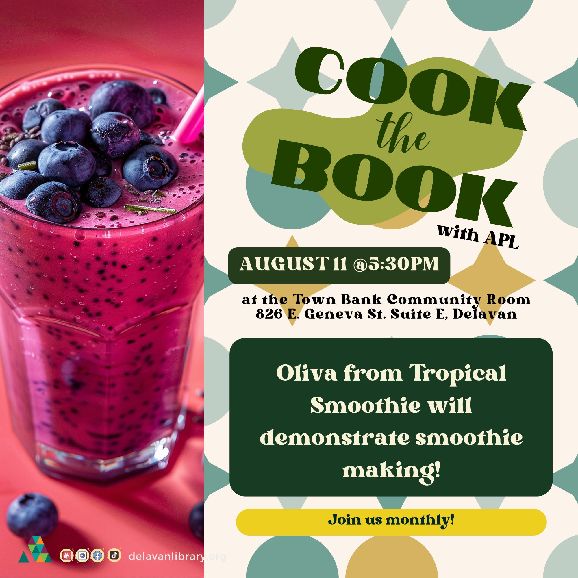 Cook the Book with APL featuring guest chef, Oliva from Tropical Smoothie