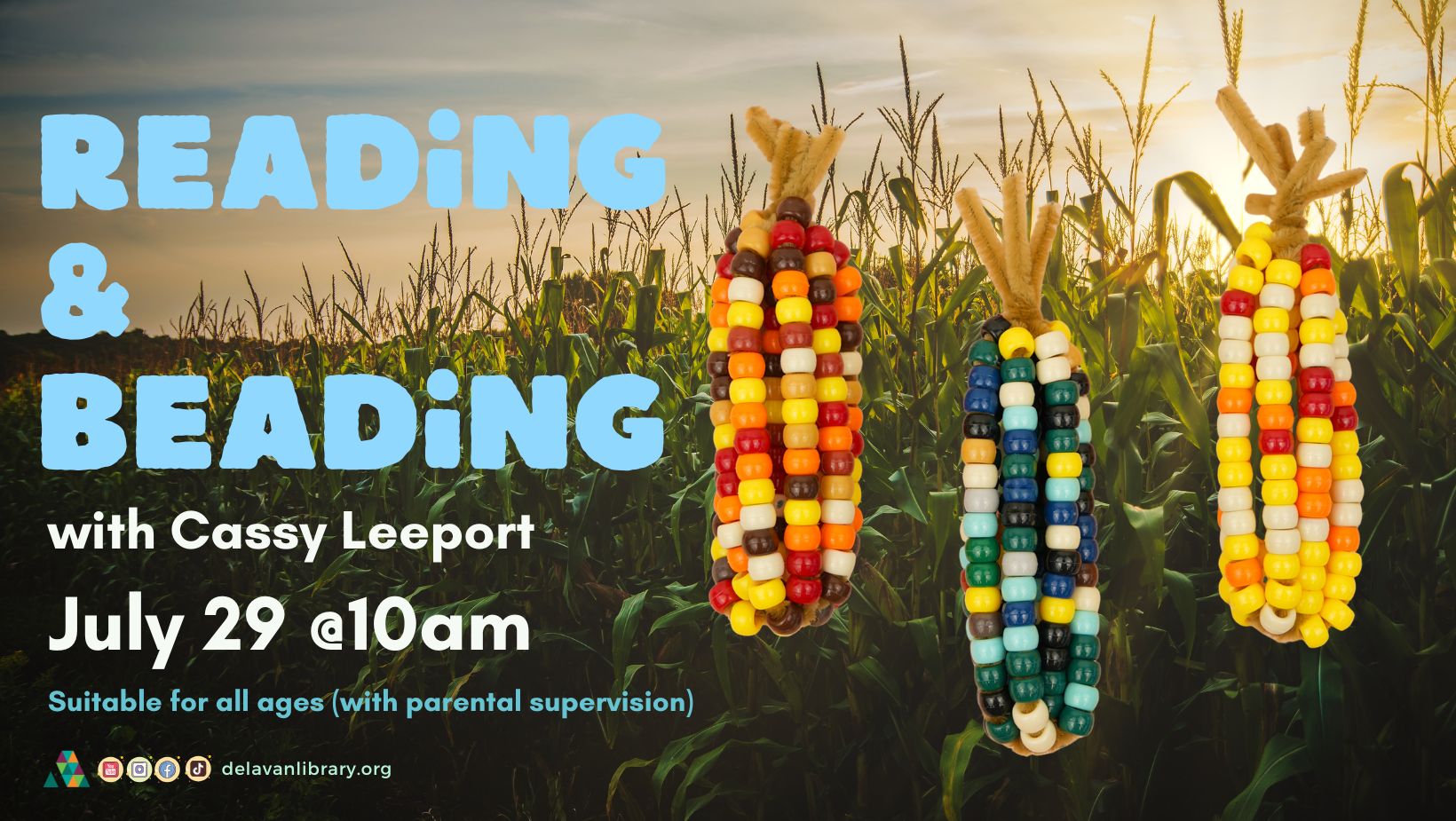 Reading & Beading with Cassy Leeport at Delavan Public Library.
