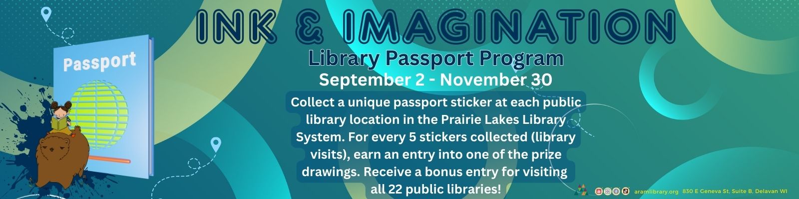 Prairie Lakes Library Passport Program runs from September 2 - November 30.